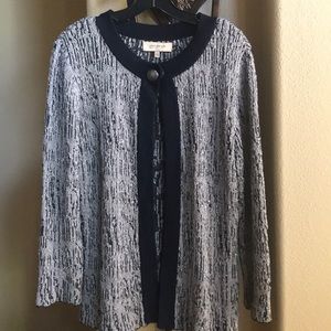 JNY Navy Knit Cardigan Sweater L